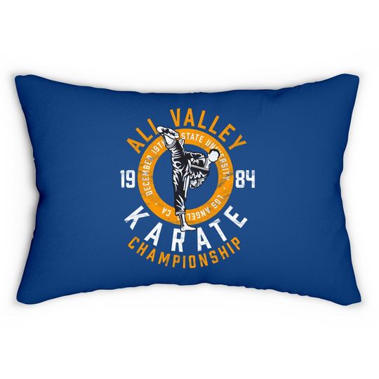 Old School All Valley Karate Championship Retro Graphic Lumbar Pillow