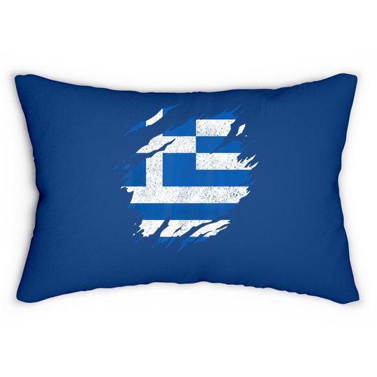 Greece Flag Greek Pride Vintage Greece Lumbar Pillow