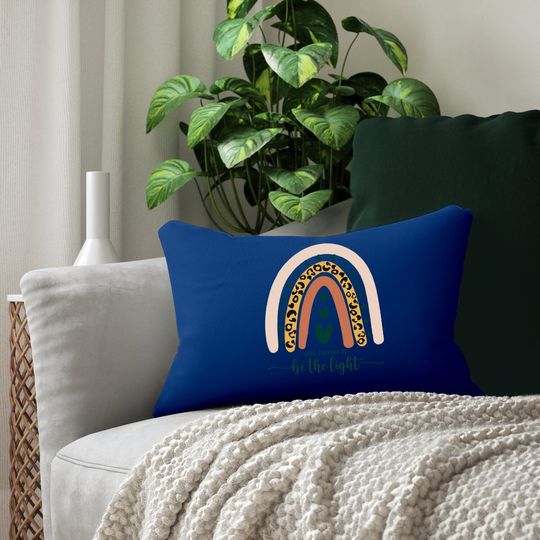 Be The Light Boho Rainbow Christian Scripture Religious Lumbar Pillow