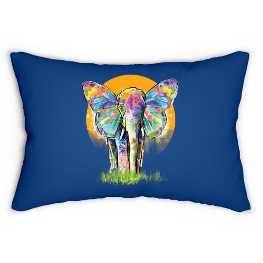 Elephant Lumbar Pillow Elephant Lover Graphic Elephant Lumbar Pillow