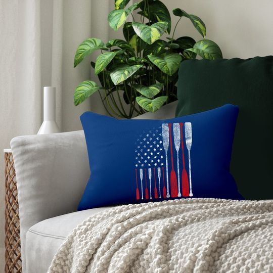 American Flag Crew Rowing Lumbar Pillow