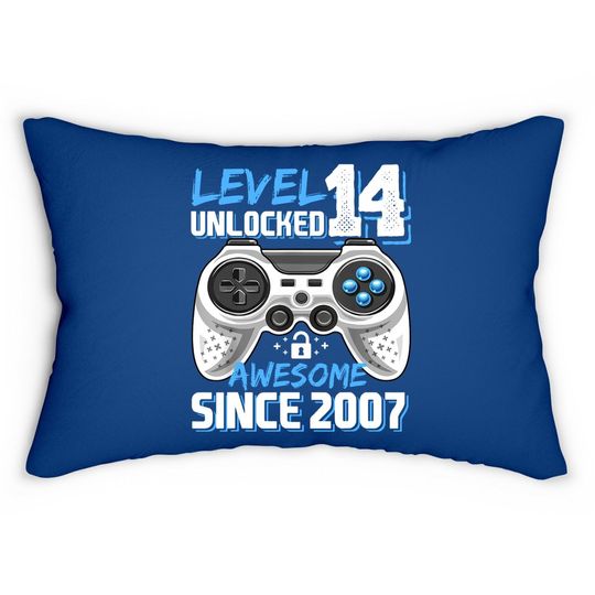 Level 14 Unlocked Awesome 2007 Video Game 14th Birthday Lumbar Pillow