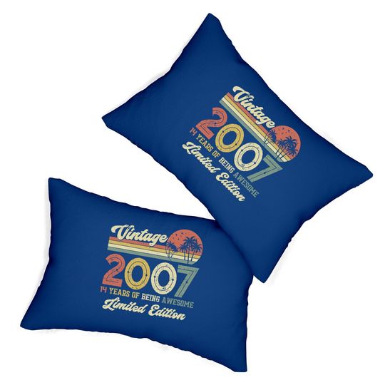 Vintage 2007 14th Birthday Gift Boys Girls Lumbar Pillow