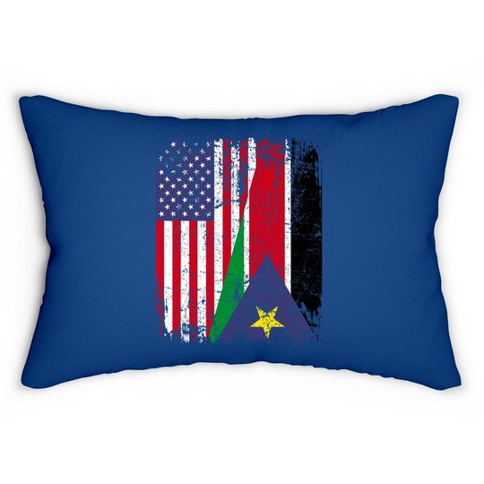 Sudanese Roots | Half American Flag | South Sudanese Flag Lumbar Pillow