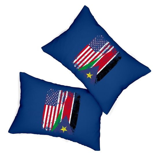 Sudanese Roots | Half American Flag | South Sudanese Flag Lumbar Pillow