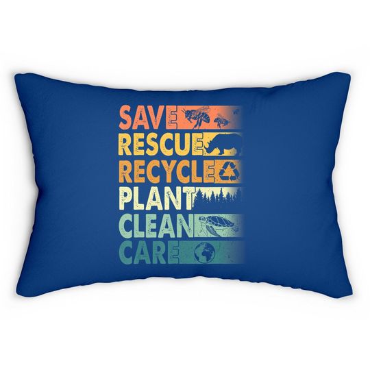 Earth Day Save Bees Rescue Animals Recycle Plastics Lumbar Pillow