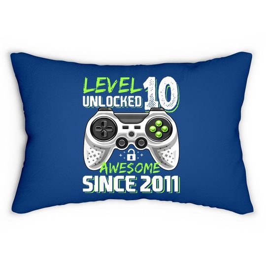Level 10 Unlocked Awesome 2011 Video Game 10th Birthday Lumbar Pillow