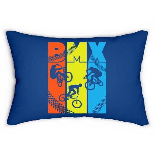 Vintage Retro Bmx - Bmx Rider Bicycle Motocross Lumbar Pillow