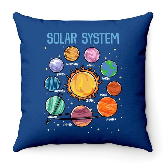 Solar System Planets Science Space Boys Girls Stem Throw Pillow