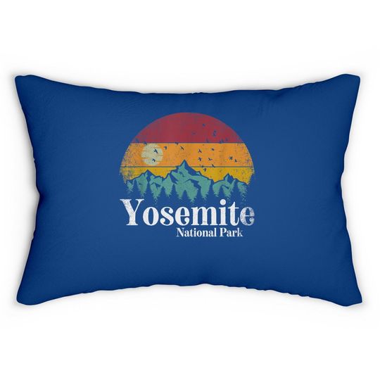 Yosemite National Park Retro Style Hiking Vintage California Lumbar Pillow