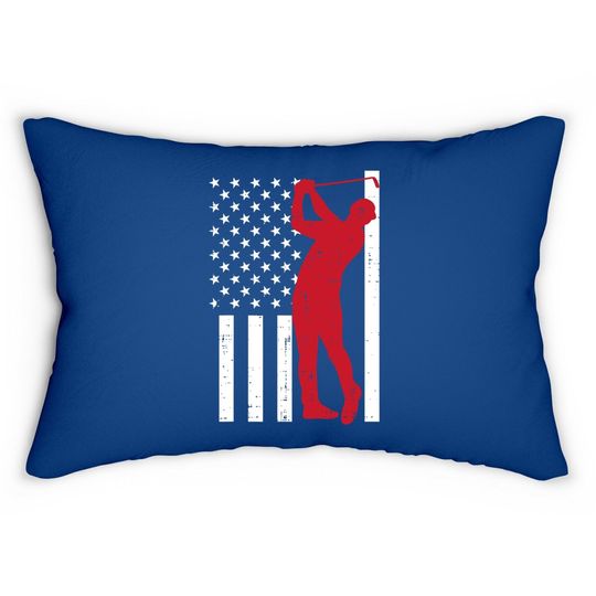 Flag Golfer Vintage Golfing Patriotic Golf Lover Lumbar Pillow