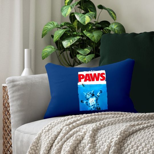 Paws Cat And Mouse Top, Cute Cat Lover Parody Top Lumbar Pillow