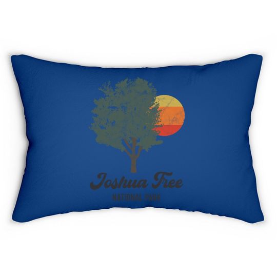 Retro Joshua Tree National Park Vintage Hiking Camping Lumbar Pillow