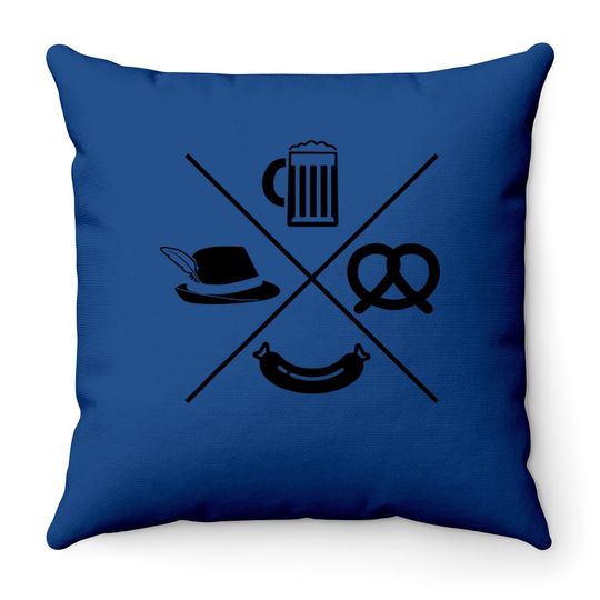 Oktoberfest Beer Wurst Pretzel Throw Pillow
