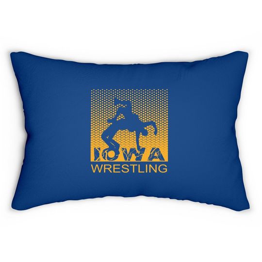 Graphic Iowa Wrestling Freestyle Wrestler The Hawkeye State Lumbar Pillow