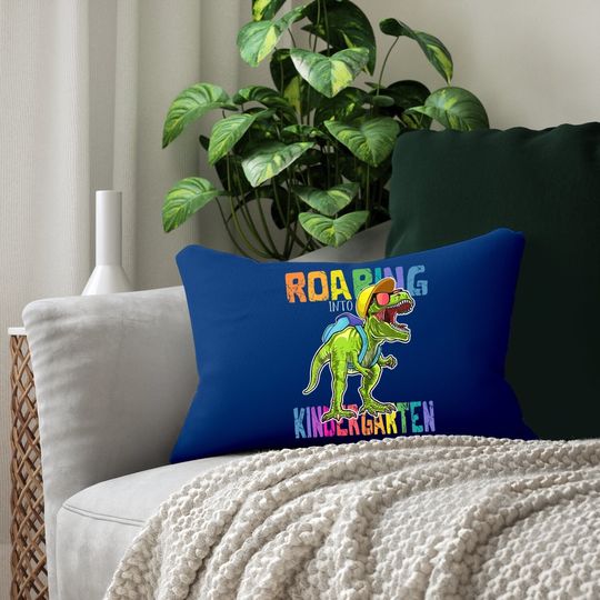 Roaring Kindergarten Dinosaur T Rex Back To School Boys Lumbar Pillow