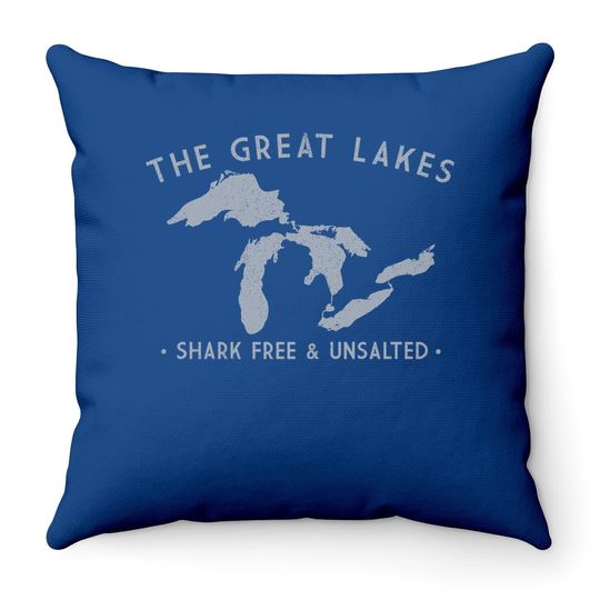Great Lakes Shark Free And Unsalted Vintage Throw Pillow