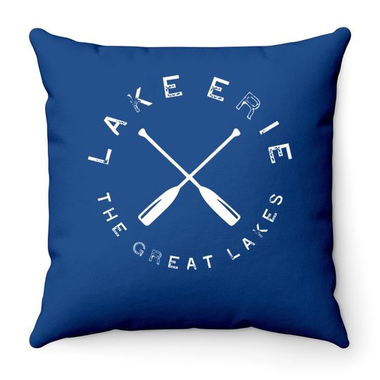 Lake Erie Great Lakes Vintage Retro Throw Pillow