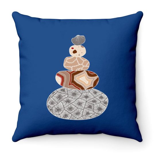 Great Lakes Stacked Rocks Colored Agate Petoskey Fossil Throw Pillow
