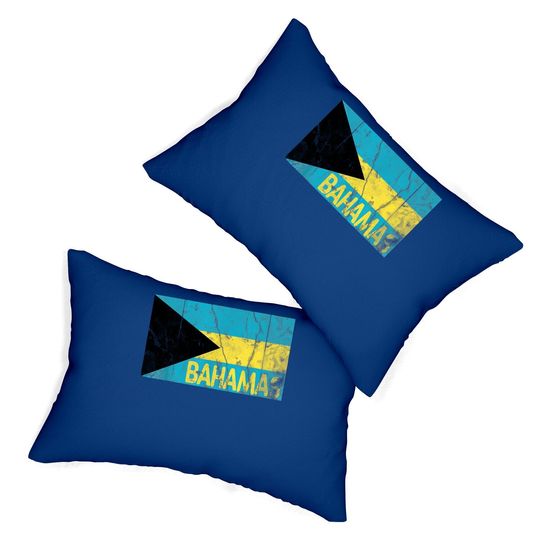 Bahamas Flag Distressed Vintage Lumbar Pillow