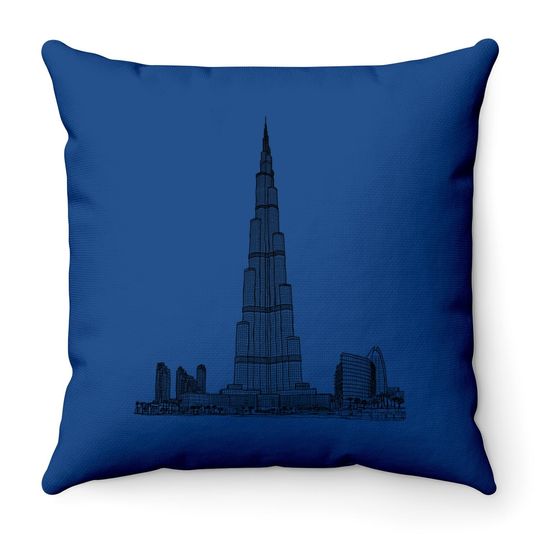 Dubai Uae With World's Tallest Building Burj Khalifa Throw Pillow