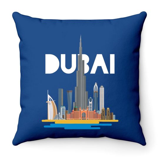 Illustration Of The City Of Dubai Throw Pillow