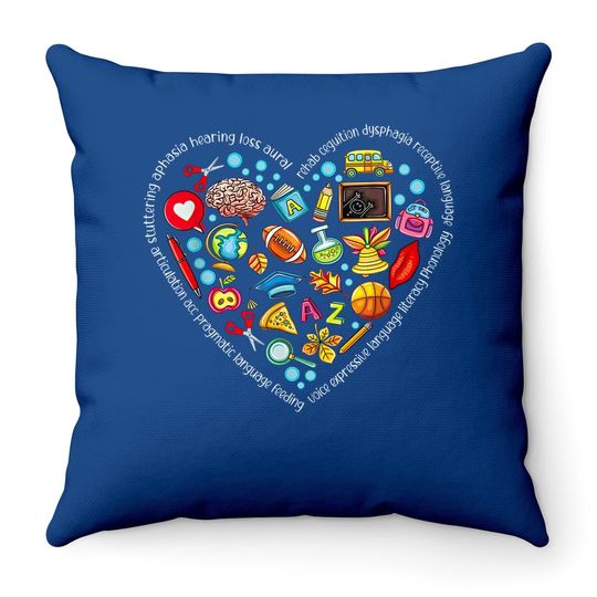 Speech Language Pathology Heart Shape Speech Therapy Throw Pillow