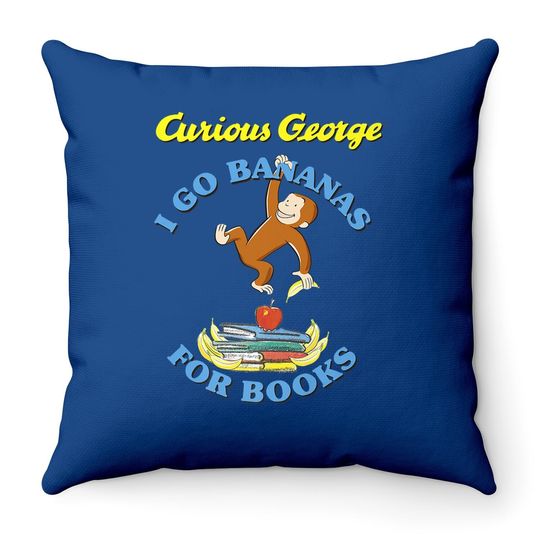 Curious George I Go Bananas For Books Book Stack Throw Pillow
