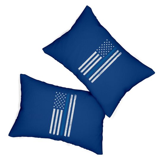 American Flag Thin Blue Line Police Support Lives Matter Us Lumbar Pillow