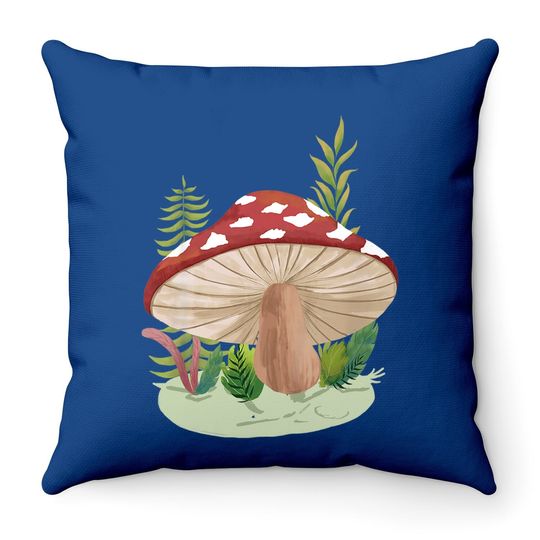 Foraging Wild Mushroom Vintage Retro Fungi Champignon Throw Pillow