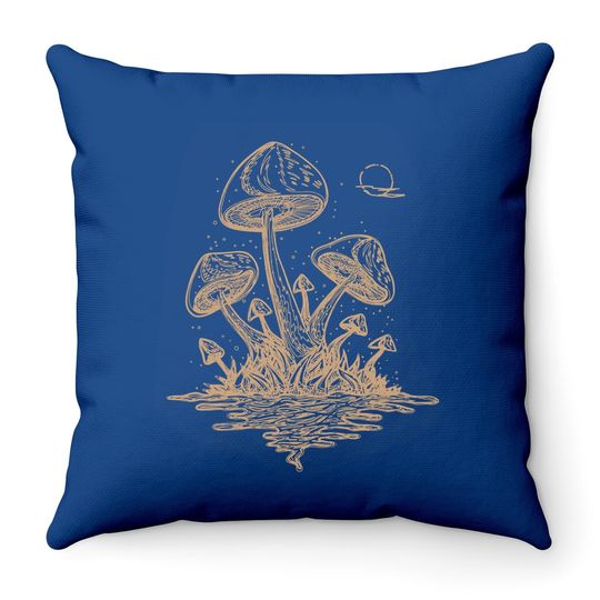 Cottagecore Mushrooms Fungi Goblincore Aesthetic Throw Pillow