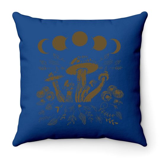 Goblincore Mushroom Foraging Alt Aesthetic Vintage Witchy Throw Pillow