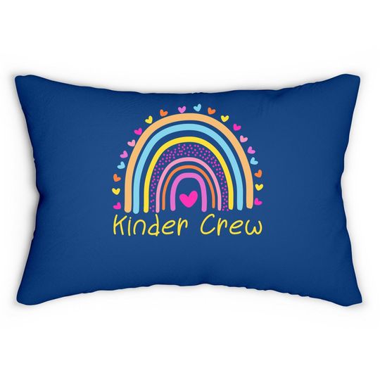 Kinder Crew Kindergarten Teacher Rainbow Heart Lumbar Pillow