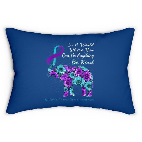 Suicide Prevention Awareness Sunflower Elephant Be Kind Lumbar Pillow