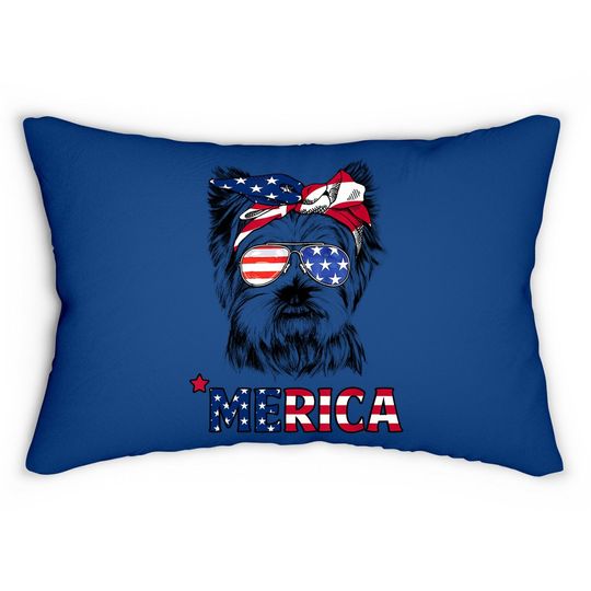 American Flag Yorkshire Terrier Yorkie Mom Lumbar Pillow