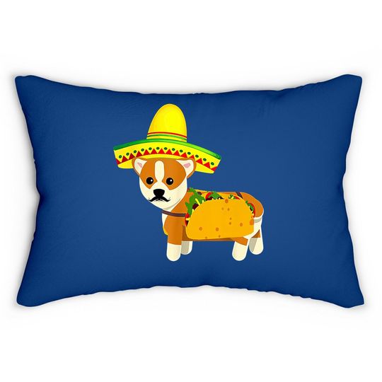 Funny Mexican Corgi Taco Cinco De Mayo Fiesta Dog Lumbar Pillow