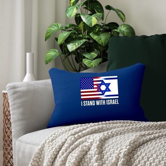 I Stand With Israel Patriotic Flag Lumbar Pillow