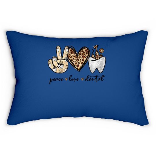 Peace Love Dental Leopard Heart Lumbar Pillowth Cute Dentist Lumbar Pillow