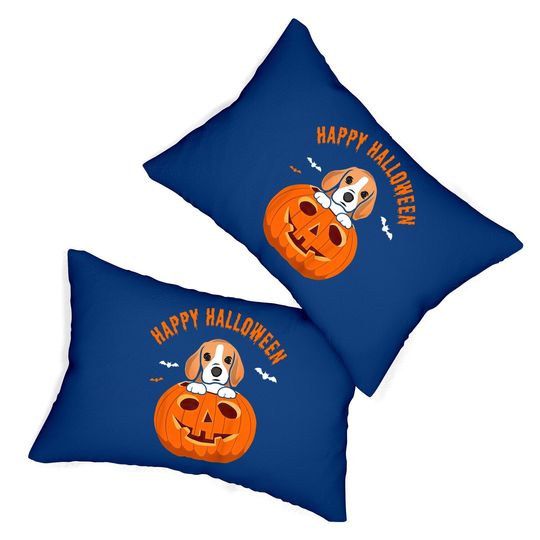 Happy Halloween Beagle Dog Pumpkin Lumbar Pillow