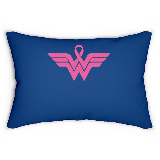 Kropsis Superhero Ribbon Pink Logo - Breast Cancer Awareness Support Lumbar Pillow
