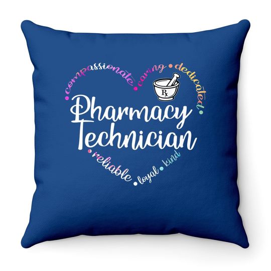 Pharmacy Technician Heart Tools Certified Throw Pillow