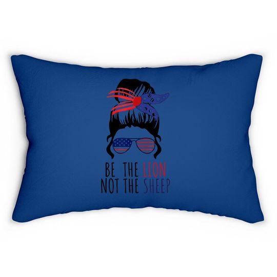 Be The Lion Not The Sheep American Flag Sunglasses Messy Bun Lumbar Pillow
