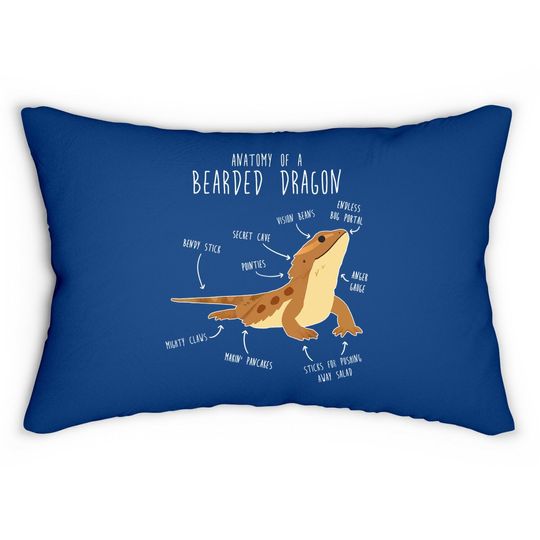 The Anatomy Of A Bearded Dragon, Pet Reptile Lizard Lover Lumbar Pillow