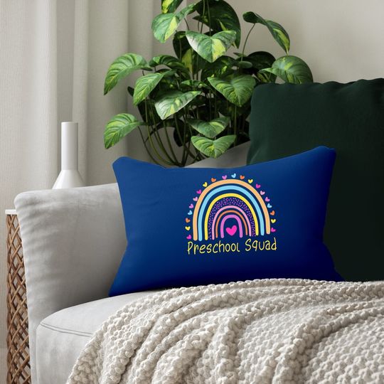 Preschool Squad Teacher Rainbow Lumbar Pillow