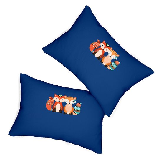 Cute Tribal Pattern Fox Lumbar Pillow