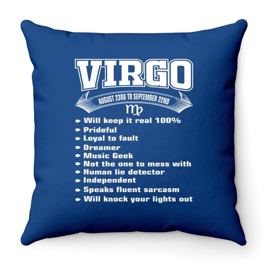 Virgo Facts Zodiac Sign Horoscope Throw Pillow