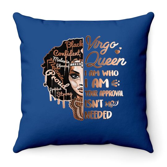 Virgo Queen Birthday Zodiac Black Throw Pillow