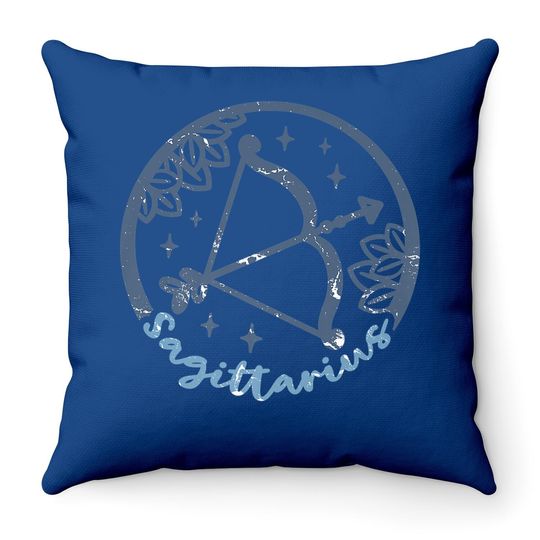 Vintage Distressed Sagittarius Symbol Zodiac Sign Throw Pillow