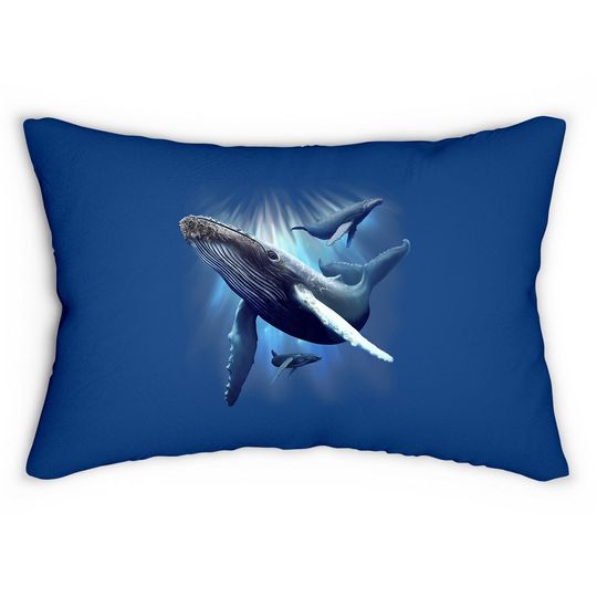 Blue Whale Humpback Marine Sea Animal Ocean Save Whales Lumbar Pillow
