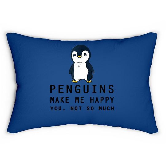 Penguins Make Me Happy Penguin Lumbar Pillow